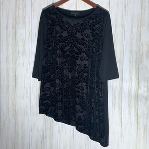 Karen Kane Plus Size Black Velvet Short Sleeve Top